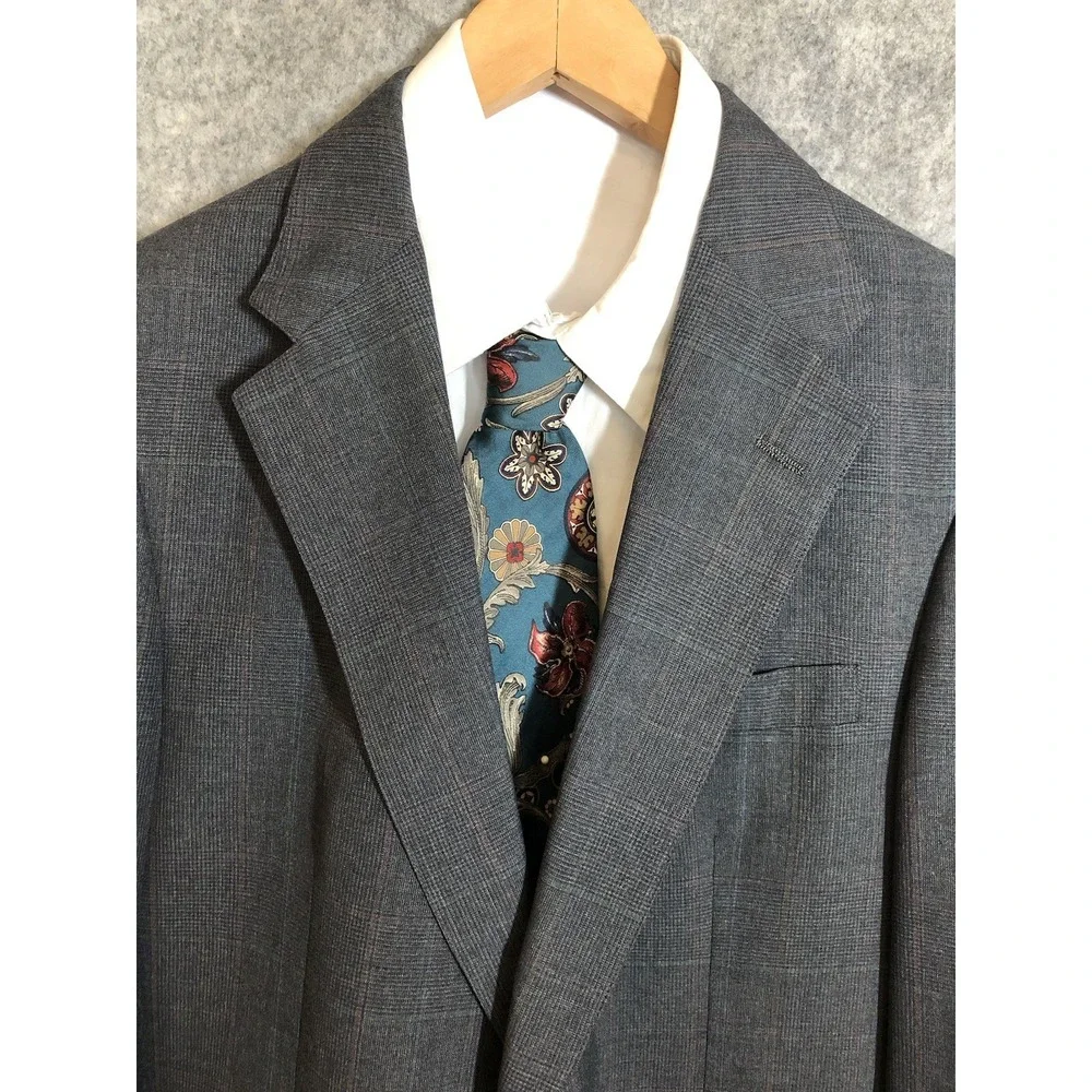 Stafford Blazer Men 42R Wool Gray Glen Plaid Classic Suit Coat Jacket Business